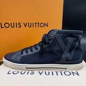 1円 【美品】 LOUIS VUITTON ルイヴィトン 【王者の貫禄】 メンズ ハイカット スニーカー シューズ 靴 キャンバス サイドロゴ LV 26cm