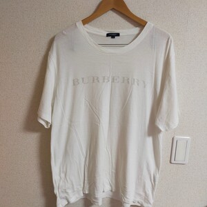 BURBERRY LONDON バーバリー ロンドン 希少 ロゴデザイン 超ビッグサイズ 半袖Tシャツ ビッグシルエット 4L ホワイト(白)