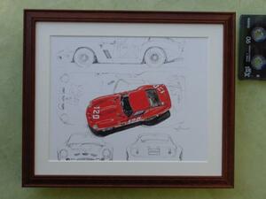 ■BOWイラスト額■フェラーリ250GTO■Ferrari額72■