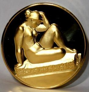 レア 限定品 近代ヨーロッパ 彫刻家 アリスティド マイヨール 裸婦像 地中海 美術品 コレクション 記念品 メダル 純金仕上げ コイン 章牌