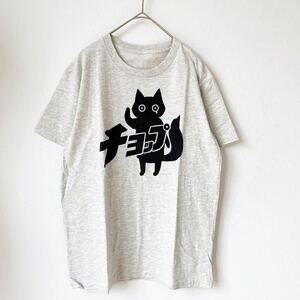 ポルカドットスティングレイ半泣き ビビ半袖TシャツPOLKADOT STINGRAY雫クロネコ黒猫団カットソートップスSサイズ グレー黒ブラックgraniph