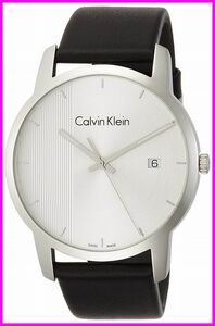 【カルバンクライン CALVIN KLEIN 】city シティ シルバー/ブラック 　レザーストラップ K2G2G1CX