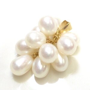 【K18】 パール ペンダントトップ イエローゴールド 18金 真珠 11粒 チャーム pearl yellow gold pendent charm【ネコポスOK】◇J