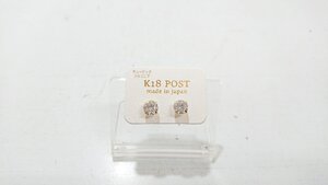 【送料無料】【未使用】K18 POST　18金　ポストピアス　ジルコニア　ジュエリー　アクセサリー　MADE IN JAPAN　キングラム（イ）