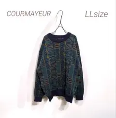 7117　✨️COURMAYEUR✨️　総柄　オーバーサイズ　古着　ニット