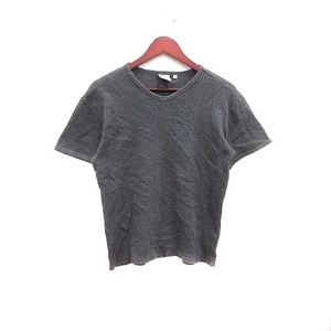 アヴィレックス AVIREX Tシャツ カットソー Vネック ワッフル地 半袖 L チャコールグレー /YK メンズ