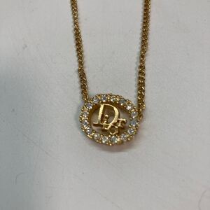 Christian Dior ネックレス CD ラインストーン ゴールド アクセサリー 留め具ジャンク