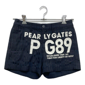 coco 中古 パーリーゲイツ PEARLY GATES レディース ショートパンツ 1(M) 紺 ネイビー チェック レターパックプラス発送可 92998