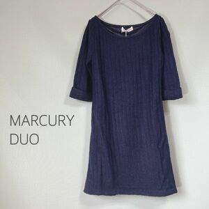 【タグ付き未使用品】◎MARCURY DUO マーキュリーデュオ ニット セーター ニットチュニック レディース サイズF ネイビー色　21