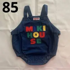 ミキハウス MIKI HOUSE デニム ロンパース ダルマオール 85 ロゴ