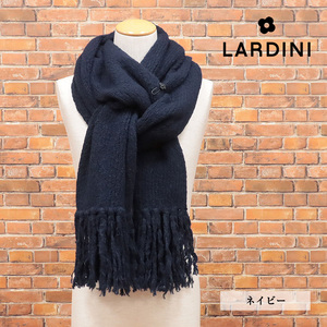 LARDINI/イタリー製マフラーITSC90 IT61311 しっとり ウール カシミヤ混 肉厚ローゲージニット 定番 プレゼント 新品/紺/ネイビー/jc133/