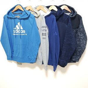 お得!!【まとめ売り】人気◎ スウェット パーカー 5着 セット adidas アディダス スポーツ MIX サッカー 大きめサイズ XL /SWP352-j