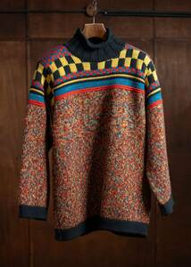 Jean Paul GAULTIER ジャン　ポール　ゴルチェ 1995AW METTALLIC MULTICHECKERBOARD KNIT ニット 42 中古