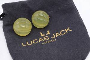 【RA748】LUCAS JACK ルーカスジャック ラウンド イヤリング イエナ グリーン 保存袋付き 未使用保管品【送料全国一律198円】