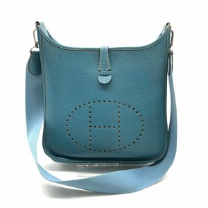 HERMES エルメス エヴリン1 PM トリヨン ブルージーン ショルダー バッグ k338