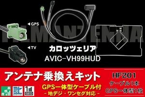 GPS一体型アンテナ & アンテナケーブル & GPSフィルムアンテナ セット カロッツェリア carrozzeria AVIC-VH99HUD 用 HF201 地デジ