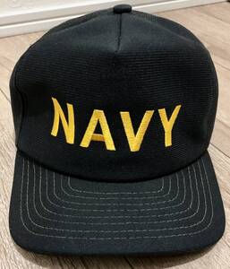 80s New era NAVY CAP BLACK vintage made in usa ニューエラ ネイビー ブラック ミリタリー キャップ ヴィンテージ アメリカ 黒 帽子