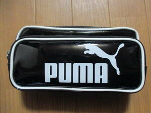 PUMA プーマ ペンケース 黒 ふでばこ 筆箱 エナメル 白