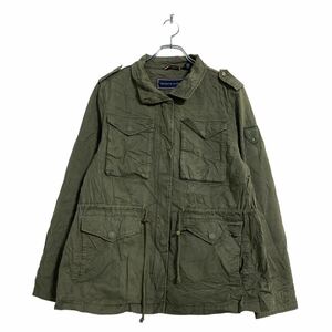 TOMMY HILFIGER ミリタリージャケット レディース L カーキ トミーヒルフィガー ウエスト絞り 古着卸 アメリカ仕入 a604-5557