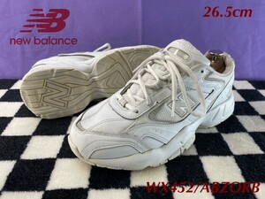 名機降臨！定12980円！2007年復刻！完売プレミアムレザー！ニューバランス【WX452/ABZORB】レザースニーカー！ホワイト×グレー 26.5cm/D