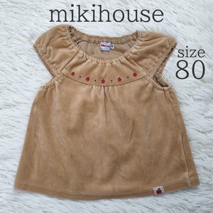 mikihouse ミキハウス チュニック ベージュ サイズ 90 ベルベット リンゴ アップル キッズ ベビー 子供服 女の子 秋 冬 中古