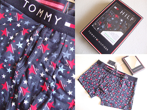 新品 TOMMY HILFIGER トミー ヒルフィガー 星柄 プリント ボクサー パンツ 2L XL LL 紺 ネイビー オーガニックコットン 大きいサイズ 