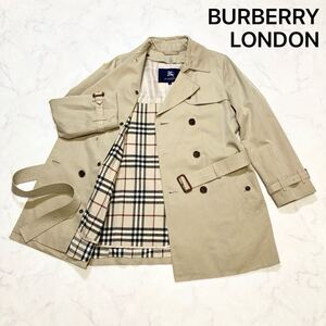 1円〜 BURBERRY LONDON バーバリーロンドン トレンチコート ライナー付き ダブル ベルト ノバチェック レディース ベージュ 40 L 264