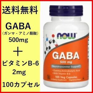 GABA ガンマアミノ酪酸 ＋ ビタミンB6配合 ギャバ 500mg 100カプセル ストレス サプリメント 健康食品 Now Foods