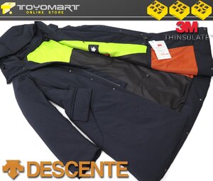 1124●DESCENTE デサント●7743　新品 【撥水加工】 シンサレート中綿入り　スタイリッシュ フーデッドコート　ネイビー/LL　定価42900円