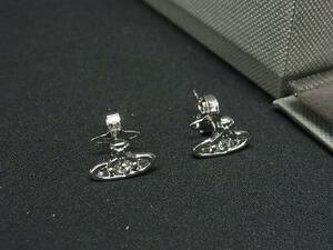 1円 ■美品■ Vivienne Westwood ヴィヴィアンウエストウッド オーブ ラインストーン ピアス アクセサリー シルバー系 FB7476