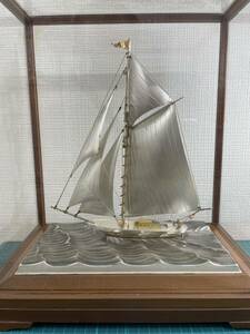SILVER シルバー STERLING 960 SEKI 帆船模型 銀製 置物 ヨット オブジェ 関武比古 ガラスケース 銀製品
