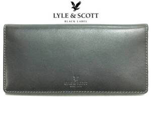 送料270円～ LYLE&SCOTT ファスナー長財布 ダークネイビーグラデーション 牛革カーフ 二つ折り長財布 ライルアンドスコットBLACK LABEL濃紺