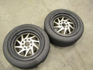 ◎【個人宅配送不可】[M67+] メーカー不明 深リム 旧車 15×8J+38 100-4H【保護タイヤ】195/50R15 86V 2本 軽カー