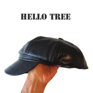 美品　Hello Tree　キャスケット　ハンチング　黒　合皮