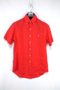 POLO RALPH LAUREN Classic Fit 100% Linen Red ポロ ラルフローレン クラシック フィット 100% リネン レッド メンズ 半袖シャツ XSサイズ