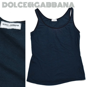 DOLCE&GABBANA■バックロゴタグ付きタンクトップノースリーブ ブラック黒　キャミソール　ドルガバ　ドルチェ＆ガッバーナ