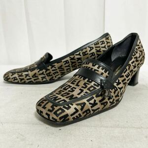 和397★ SONIA RYKIEL CHAUSSURES ソニアリキエル パンプス ロゴ柄 ヒール 日本製 35.5 カーキ レディース