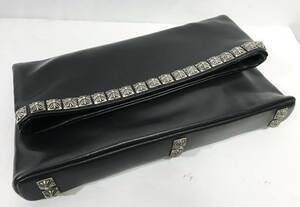 CHROME HEARTS クロムハーツ CLUTCH BAG W/PYRAMID STUDS ゼロピラミッド スタッズ レザー クラッチバッグ 黒