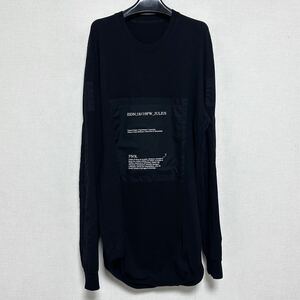 【JULIUS】パッチロングスリーブTシャツ ◆ 長袖 コットンクレープ カットソー ブラック パッチワーク NILoS ニルズ 637CPM25 【ユリウス】