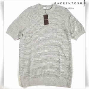 新品1円～★定価2.7万 MACKINTOSH LONDON マッキントッシュ ロンドン メンズ 半袖 コットン綿 交編サマーニットTシャツ L グレー ◆6381◆