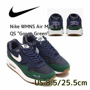 Nike WMNS Air Max 1 QS Gorge Green ナイキ ウィメンズ エアマックス1 QS ゴージ グリーン(DV3887-400)ネイビー25.5cm箱無し