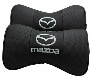 新品 マツダ MAZDA ロゴ刺繍 本革 レザー 自動車 2個セット ネックパッド 頚椎サポート 首枕 汎用品 323 MPV LY3P CX-8/5/3