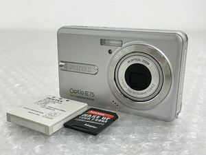 I♪ 動作品 PENTAX ペンタックス Optio E75 コンパクト デジタルカメラ デジカメ シルバー 