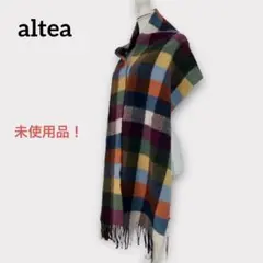 altea アルテア ストール ブロックチェック カラフル ウール 未使用品