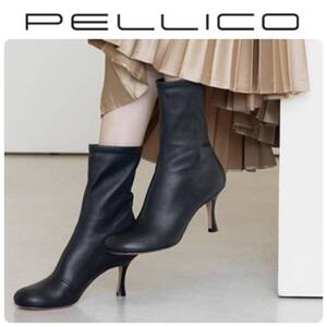 定価94,600円 新品 PELLICO ペリーコ レザー ストレッチ ブーツ ブラック 36.5/23.5 美脚 ショートブーツ 山羊革