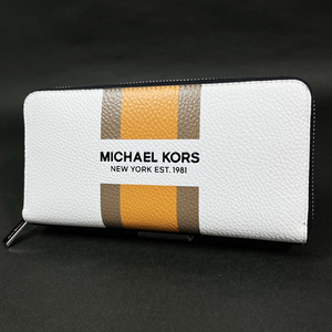 【マイケルコース 本物 新品 USA 正規品】MICHAEL KORS クーパー ストライプ ウォレット 財布 長財布 サイダー メンズ 新作