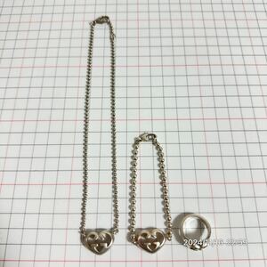 1000円〜　まとめ　SV925 シルバー925 GUCCI グッチ　インターロッキング　ハート　ネックレス　ブレスレット　リング　指輪　３点セット