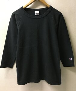 ◆champion チャンピオン 7分袖 Tシャツ T1011 USA製 ラグランスリーブ カットソー ネイビー サイズS　フェードあり