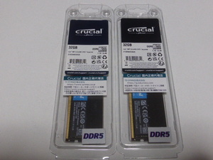 メモリ デスクトップパソコン用 Crucial DDR5-5600 PC5-44800 32GBx2枚合計64GB 起動確認済みです CT32G56C46U5