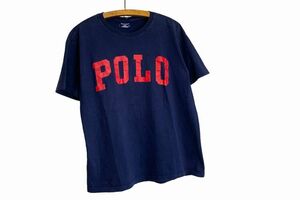 グッドプリントUSA製アメリカ製90SビンテージPOLO SPORT RALPH LAURENポロスポーツラルフローレンロゴプリントTシャツMネイビー紺n23663